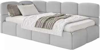 Selsey Cloudy Jugendbett 120x200cm, Chenille, hellgrau, mit Bettkasten und Lattenrost