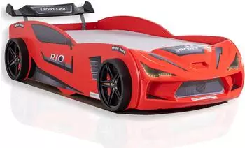 Aileenstore Kinderbett "Rio" Autobett 90x200 mit LED-Leuchte und Lattenrost