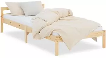 Homestyle4u Einzelbett Massivholz Kiefer Natur mit Lattenrost, 90x200cm
