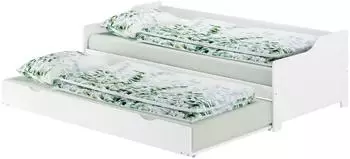 Erst-Holz Sofabett 90x200 Einzelbett mit Bettkasten, Kiefer massiv, waschwei&szlig; (60.34-09WoR)