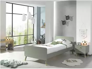 Vipack Billy Jugendzimmer-Set Einzelbett 90x200cm + Nachtkonsole, olive grün (25142509-0)