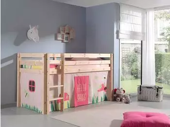 Vipack Pino Spielbett Kiefer massiv 90x200cm mit Textilset "Spring" (PINO)