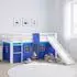 Homestyle4u Hochbett 90x200 Kinderbett mit Rutsche, Treppe und Matratze, Blau (2570)