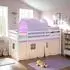 Homestyle4u Hochbett 90x200 Kiefer weiß/lila mit Tunnel und Rausfallschutz (2955)
