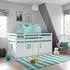 Homestyle4u Hochbett 90x200 Massivholz mit Vorhang und Tunnel, Grün (2931)