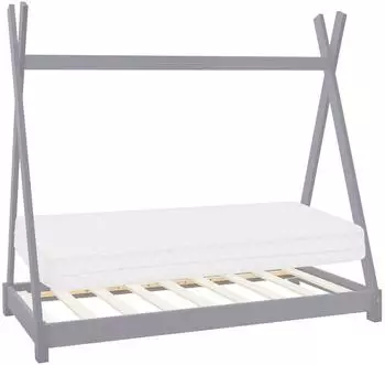 ML-Design Tipi Kinderbett 80x160cm Kiefernholz Hellgrau mit Matratze & Lattenrost