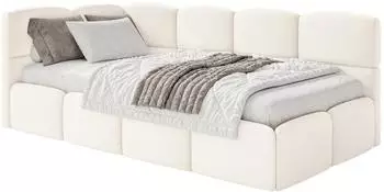 Selsey Cloudy Jugendbett 120x200cm, Bettkasten, Samt wasserabweisend, creme