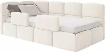 Selsey Cloudy Kinderbett 120x200cm, Velours, creme, 2x Rausfallschutz, Bettkasten