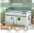 Homestyle4u Hochbett 90x200 Kiefer Weiß mit Lattenrost & Vorhang Mint (2936)