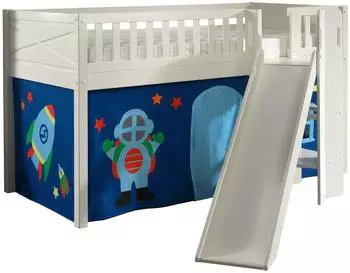 Vipack Scott Hochbett mit Rutsch-/Leiterturm, Vorhang & Tunnel, 90x200cm, Wei&szlig; (Scott)