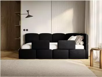 Selsey Cloudy Kinderbett 120x200cm mit Matratze, Bettkasten, Schutzbarrieren, Schwarz