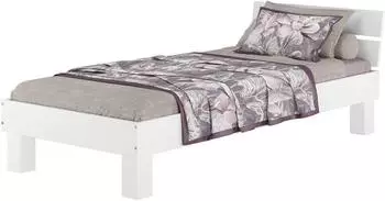 Erst-Holz Einzelbett Buche massiv 90x200 waschwei&szlig; (60.86-09WoR)