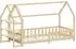 ML-Design Hausbett 90x200cm mit Rausfallschutz, Regal & Dach, Kiefer natur (Montessori Bodenbett)