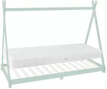 ML-Design Tipi Kinderbett 90x200cm Kiefer, Mint, mit Matratze & Lattenrost