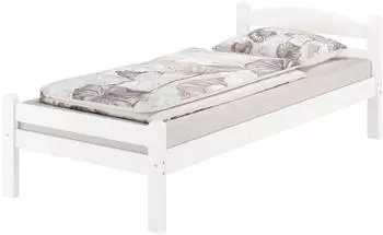 Erst-Holz Einzelbett Buche massiv, wei&szlig;, 80x200cm (V-60.45-08W)
