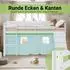 Homestyle4u Kinderhochbett 90x200 mit Rutsche, Lattenrost und Vorhang, grün (2974)
