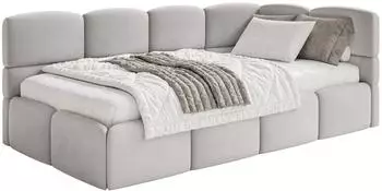 Selsey Cloudy Jugendbett 120x200cm, Bettkasten, Velours wasserabweisend, hellgrau