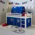 Homestyle4u Hochbett 90x200 Kinderbett Weiß/Blau mit Tunnel und Lattenrost (2563)
