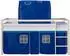 Homestyle4u Hochbett 90x200 Kinderbett Weiß/Blau mit Tunnel und Lattenrost (2563)