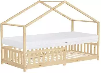ML-Design Hausbett mit Matratze & Lattenrost Kiefernholz 90x200cm (490018255)