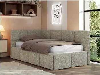 MKS Meble ARVO Jugendbett 90x200 gepolstert, Bettkasten, Gasdruckfeder, grau (800001511930)