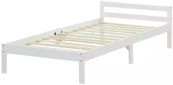 Homestyle4u Holzbett Kiefer 90x200cm wei&szlig; (1412)