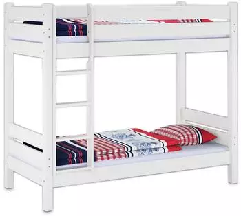 Erst-Holz Etagenbett teilbar 90x200cm Kiefer weiß Nische 100cm (60.16-09WT100oR)
