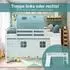 Homestyle4u Hochbett 90x200 mit Rutsche, Tunnel und Vorhang, mintgrün (2934)