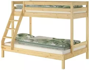 Erst-Holz Doppel-Etagenbett 120x200/80x200 Kiefer Massivholz natur (V-60.18-08-12)
