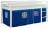 Homestyle4u Hochbett 90x200 Kinderbett mit Treppe, Vorhang, blau (2568)