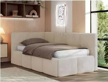 MKS Meble ARVO Jugendbett 90x200 Polsterbett mit Bettkasten, creme (800001511957)