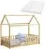 Juskys Marli Kinderbett Hausbett mit Matratze, Lattenrost & Rausfallschutz, 80x160cm, natur (Marli)