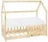 ML-Design Hausbett mit Dach, Matratze & Rausfallschutz, Kiefernholz, 70x140cm, natur