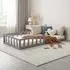 Homestyle4u Kinderbett Montessori 90x200 grau mit Matratze und Rausfallschutz (3123)