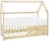 ML-Design Hausbett 80x160cm mit Matratze, Lattenrost und Rausfallschutz, Kiefernholz, natur