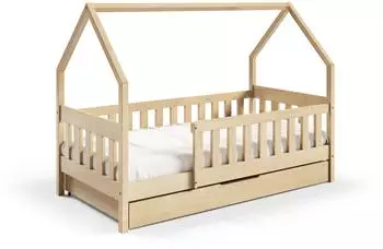 Masseno BELLA Kinderbett mit Bettkasten und Rausfallschutz, Kiefernholz, 80x160cm