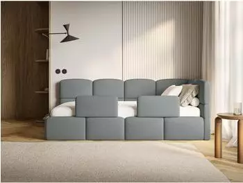 Selsey Cloudy Jugendbett 120x200cm, Chenille dunkelgrau, 2 Rausfallschutz, Bettkasten (CLOUDY)