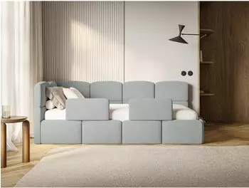 Selsey Cloudy Kinderbett 90x200, Rausfallschutz, Samt grau (Cloudy)