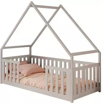 Mirjan24 Hausbett Kinderbett mit Rausfallschutz, Kiefer