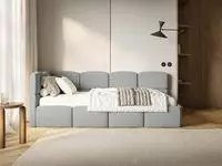Selsey Cloudy &ndash; Jugendbett 90x200 Mit Matratze, Kopfteil Links, Samt Grau