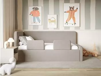 Selsey Fanko Kinderbett mit Rausfallschutz, Samt, graubeige, 90x200cm (FANKO)