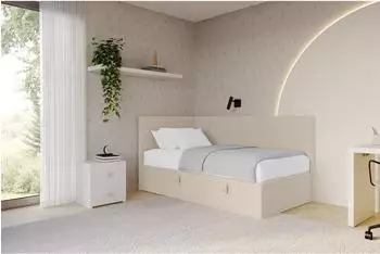 ALTDECOR Lovy Jugendbett mit Bettkasten, Polsterbett 90x200cm, dunkelbeige (800001608908)