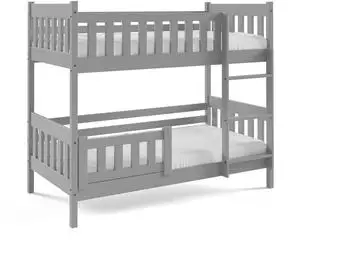 Masseno LUCIA Etagenbett 80x190cm mit Rausfallschutz, Holz, hellgrau