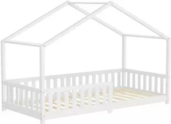 ML-Design Hausbett Kiefernholz, 90x200cm, wei&szlig; (490017618)