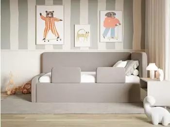Selsey Fanko Kinderbett mit Rausfallschutz, Samt, graubeige, 90x200cm