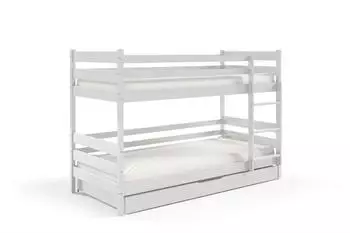 Masseno SIMBA Etagenbett 80x160cm mit Schublade, Holz, weiß