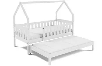 Masseno Bambina Kinderbett mit Rausfallschutz, Massivholz, weiß, 80x160cm