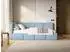 Selsey Cloudy Jugendbett 90x200cm, Samt, hellblau, Kopfteil links, mit Matratze