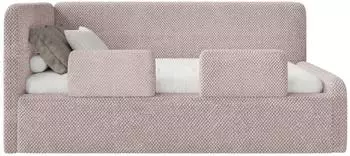 Selsey Fanko Kinderbett 90x200cm mit Rausfallschutz, Pl&uuml;sch, puderrosa