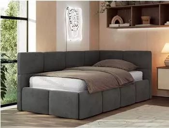 MKS Meble ARVO Jugendbett 90x200 mit Bettkasten, Gasdruckfeder, dunkelgrau (800001511970)
